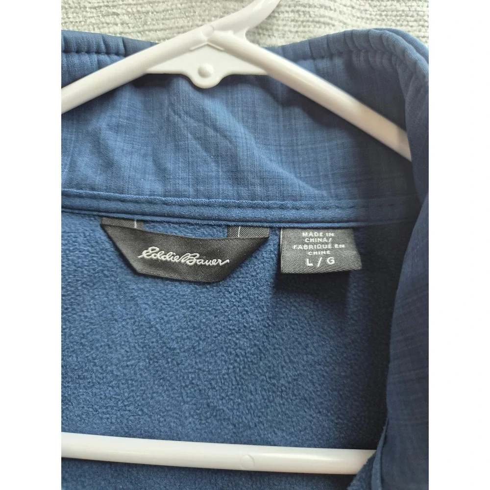 Eddie Bauer Shaded Crosshatch Soft Shell Jacket Mens Large Blue Fleece Lined
